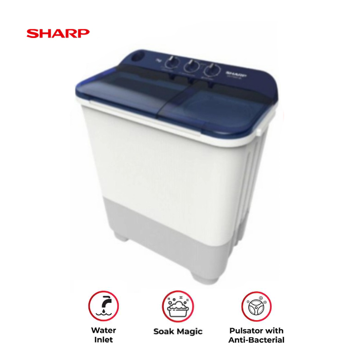 Sharp Mesin Cuci Twin Tube 7 KG - EST75NT | EST 75 NT Blue
